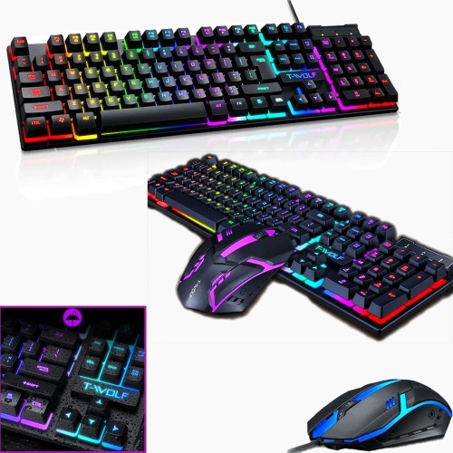 Przejdź do produktu CZARNA KLAWIATURA PODŚWIETLANA RGB DLA GRACZY GAMINGOWA LED + MYSZ GRATIS