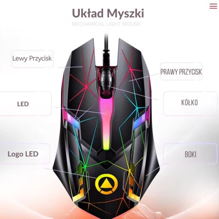 Mysza Gamingowa USB z Kolorowym Podświetleniem i Cichymi Klikami