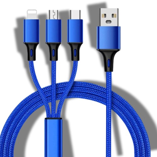 Przejdź do produktu KABEL 3w1 DO IPHONE/ MICRO USB/ TYP-C - SZYBKIE ŁADOWANIE 2,1A