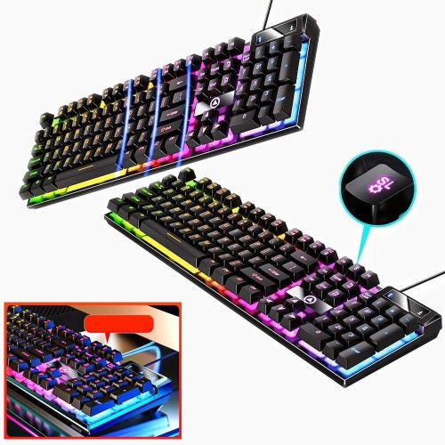 Przejdź do produktu CZARNA KLAWIATURA PODŚWIETLANA RGB DLA GRACZY GAMINGOWA LED