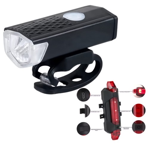 Przejdź do produktu ZESTAW 2 LAMPEK LED MOCNA LAMPKA ROWEROWA PRZEDNIA 600lm + TYLNA 200lm