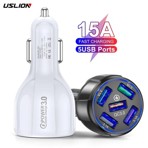 Przejdź do produktu SZYBKA Ładowarka samochodowa 5xUSB 60W5V QC3.0 15A