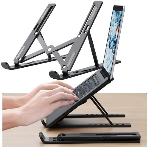Przejdź do produktu PODSTAWKA SKŁADANA POD TABLET LAPTOP SOLIDNA i REGULOWANA STOJAK CZARNA