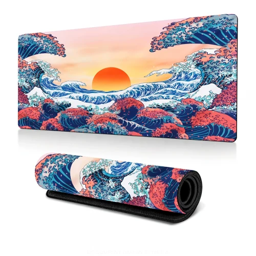 Przejdź do produktu Podkładka Pod Mysz Gamingowa FALE Na Biurko Wodoodporna XXXL 90x40cm