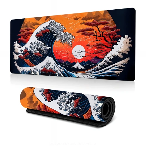 Przejdź do produktu Podkładka Pod Mysz Gamingowa FALE Na Biurko Wodoodporna XXXL 90x40cm