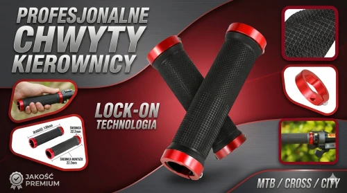 Przejdź do produktu Profesjonalne Chwyty Rowerowe Lock-On – Antypoślizgowe Gripy MTB ze Skręcanymi Aluminiowymi Pierścieniami (Zestaw 2 szt. + Korki)