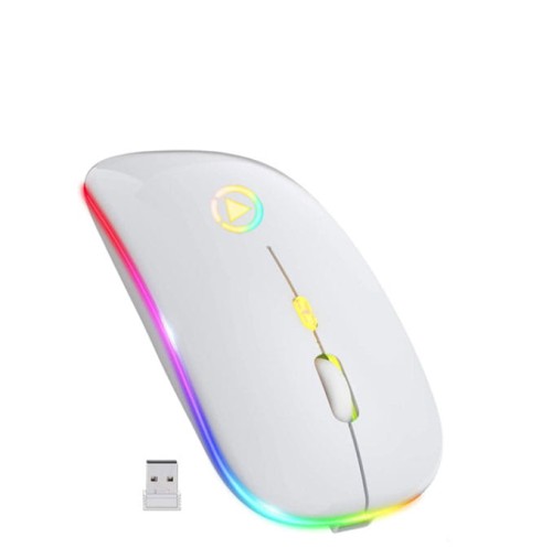 Przejdź do produktu MYSZKA BEZPRZEWODOWA CICHA MYSZ OPTYCZNA DO LAPTOPA PODŚWIETLANA BIAŁA LED
