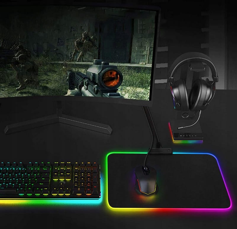 GAMINGOWA PODKŁADKA MAPA ŚWIATA POD MYSZ NA BIURKO LED mata podświetlana_1