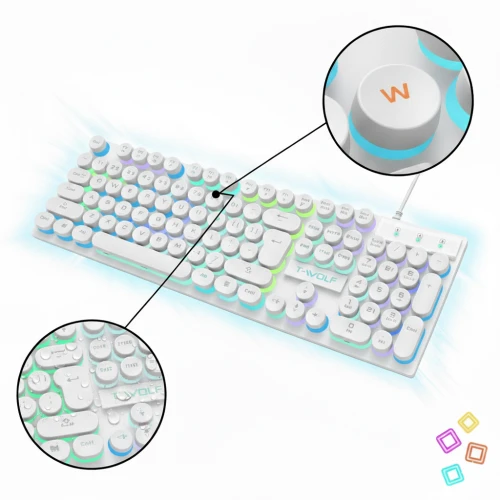 Biała klawiatura gamingowa RGB DSJ T80